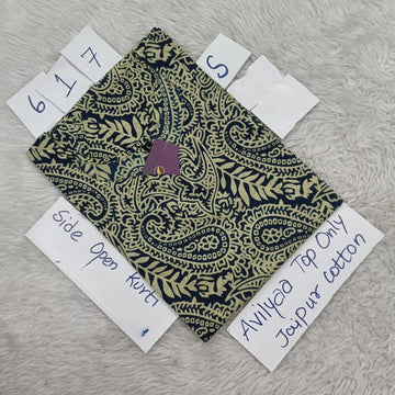 Black Jaipur Cotton Side Open Kurti Top Only Collection -JCLT617