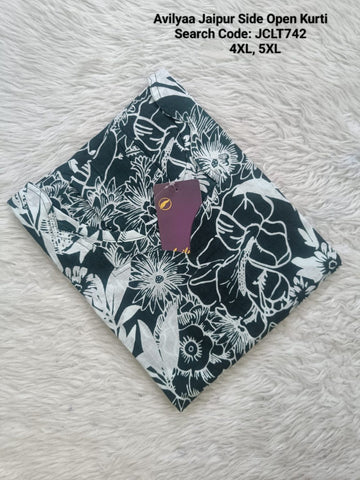 Bottle Green Jaipur Cotton Side Open Kurti Top Only Collection -JCLT742