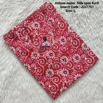 Pink Jaipur Cotton Side Open Kurti Top Only Collection -JCLT767