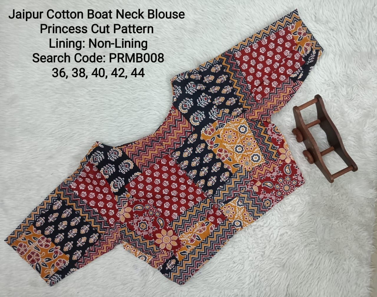 Red Cotton Princess Cut Boat Neck Blouse - PRMB008