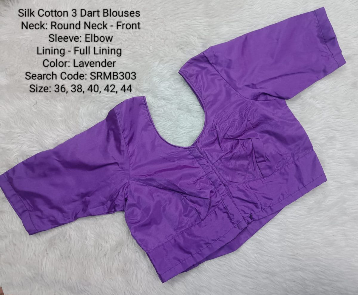 Purple Silk Cotton 3 Dart High Neck Blouse - SRMB303