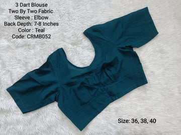 Teal Two by Two Cotton 3 Dart Round Neck Blouse -CRMB052