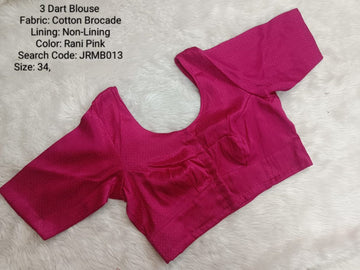 Rani Pink Cotton Brocade 3 Dart Round Neck Blouse -JRMB013