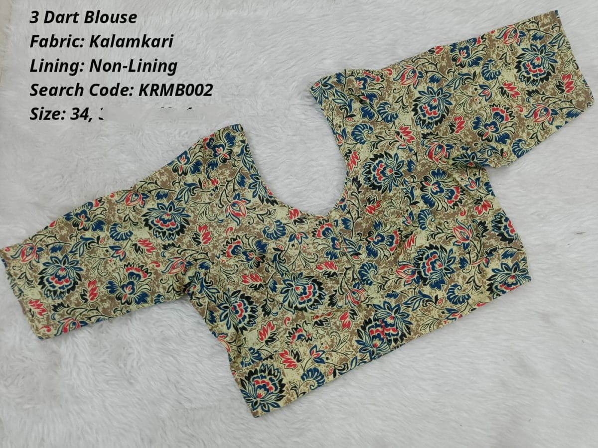 Skin Kalamkari 3 Dart Round Neck Blouse -KRMB002