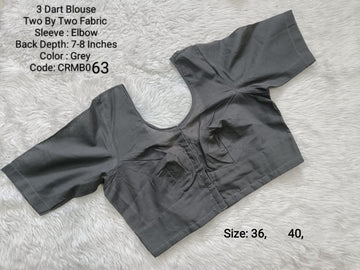 Grey Two by Two Cotton 3 Dart Round Neck Blouse -CRMB063