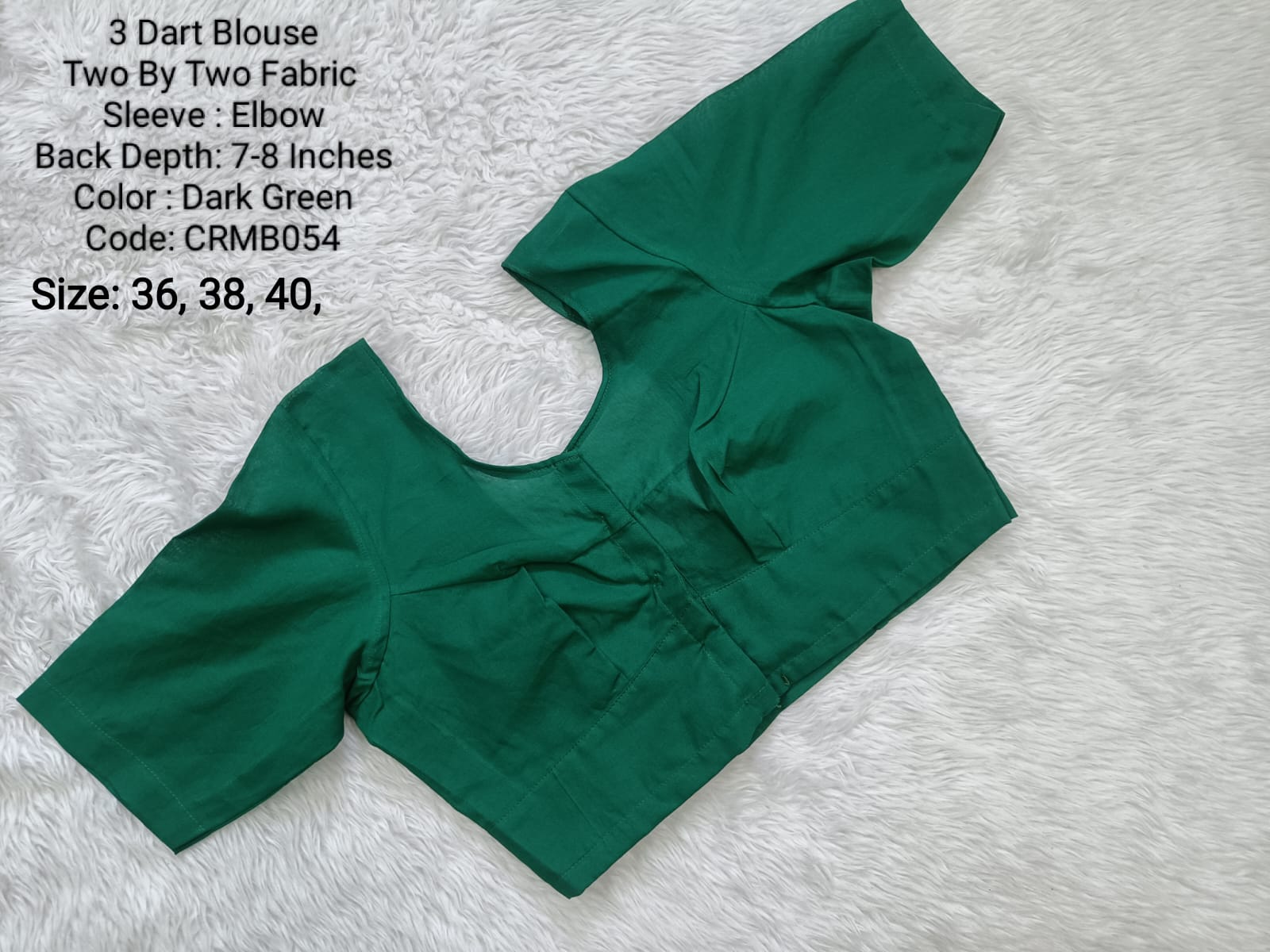 Dark Green Two by Two Cotton 3 Dart Round Neck Blouse -CRMB054