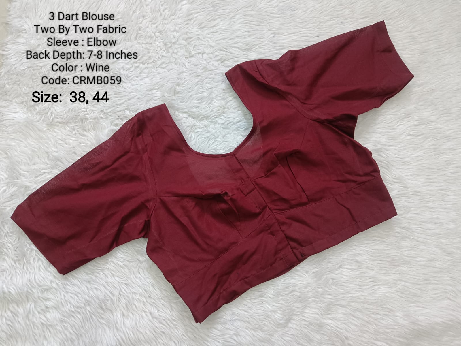 Wine Two by Two Cotton 3 Dart Round Neck Blouse -CRMB059