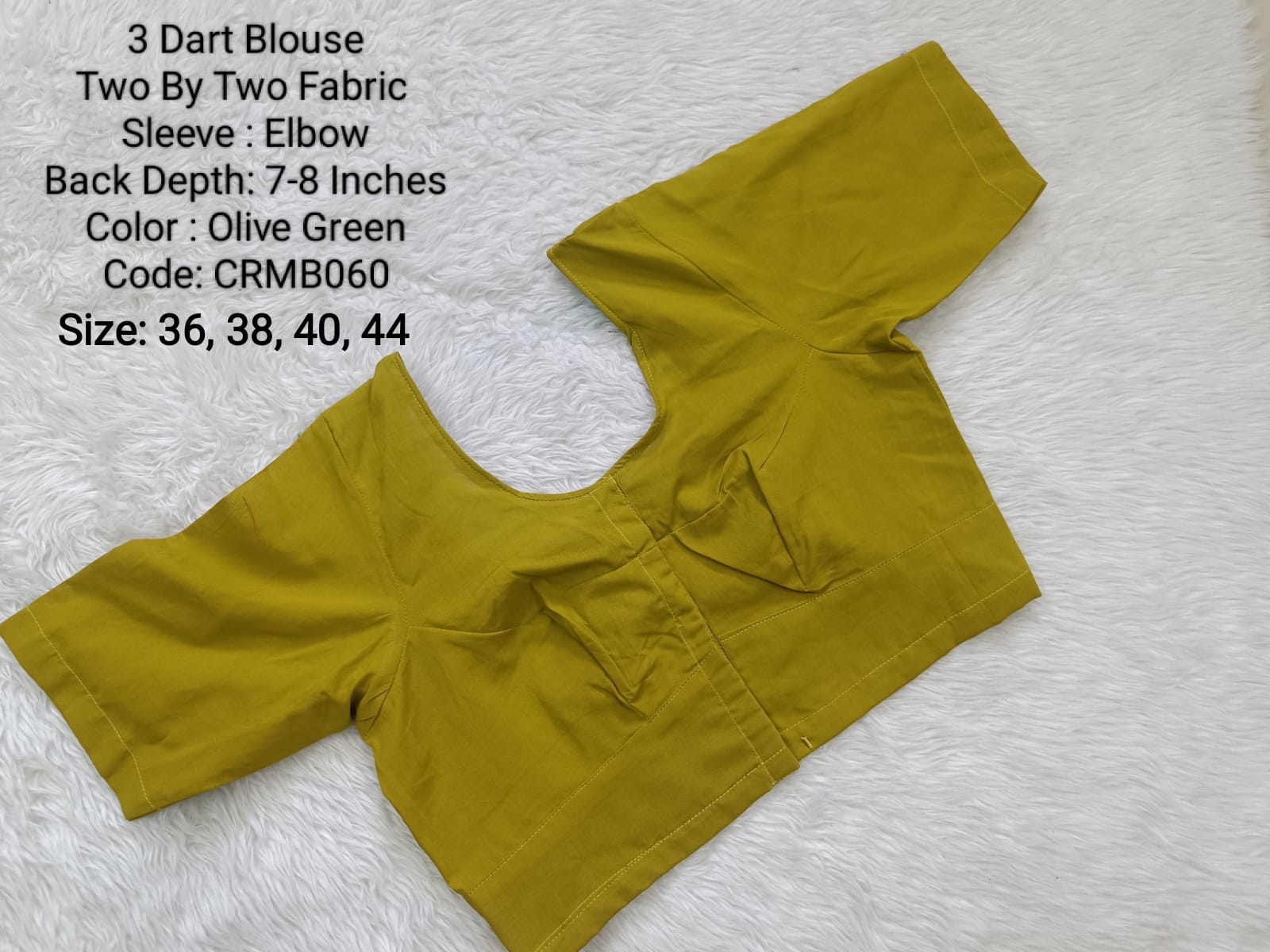 Olive Green Two by Two Cotton 3 Dart Round Neck Blouse -CRMB060