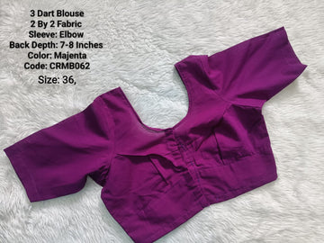 Magenta Two by Two Cotton 3 Dart Round Neck Blouse -CRMB062