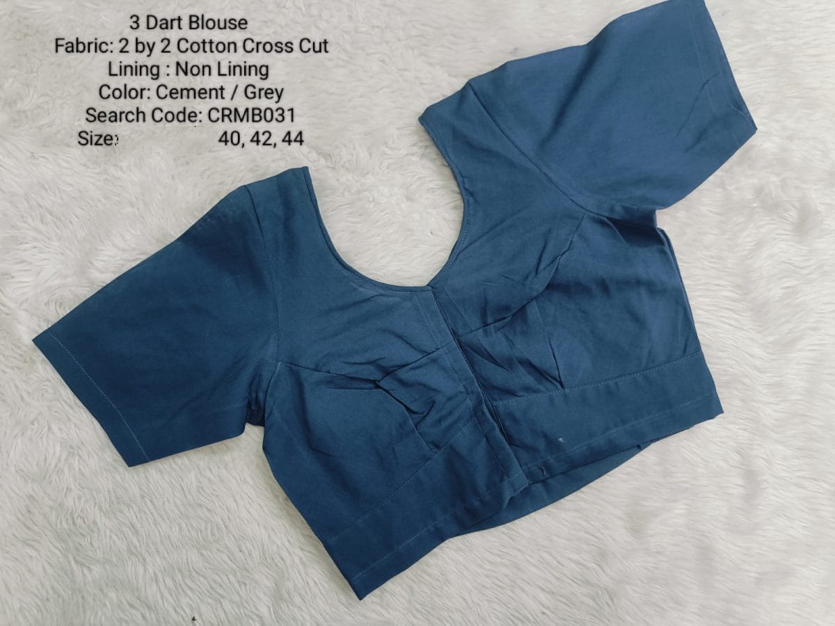 Cement / Grey Two by Two Cotton 3 Dart Round Neck Blouse -CRMB031