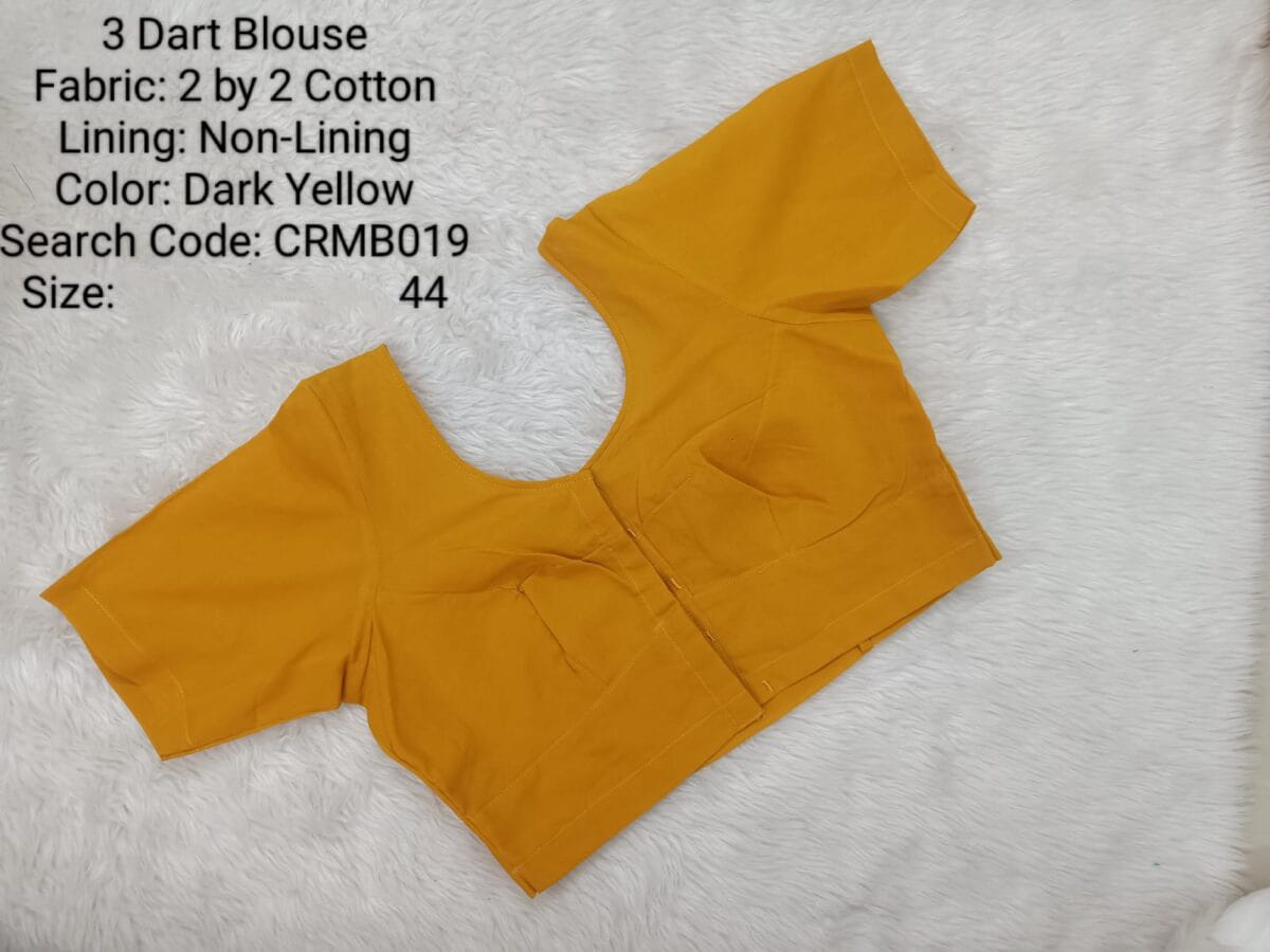 Dark Yellow Two by Two Cotton 3 Dart Round Neck Blouse -CRMB019