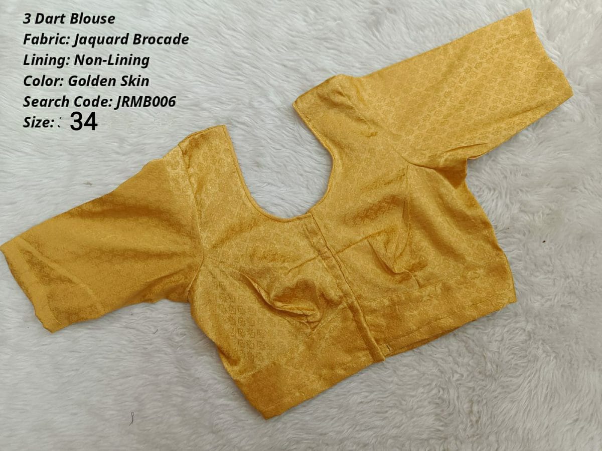 Golden Skin Jaquard  Brocade 3 Dart Round Neck Blouse -JRMB006