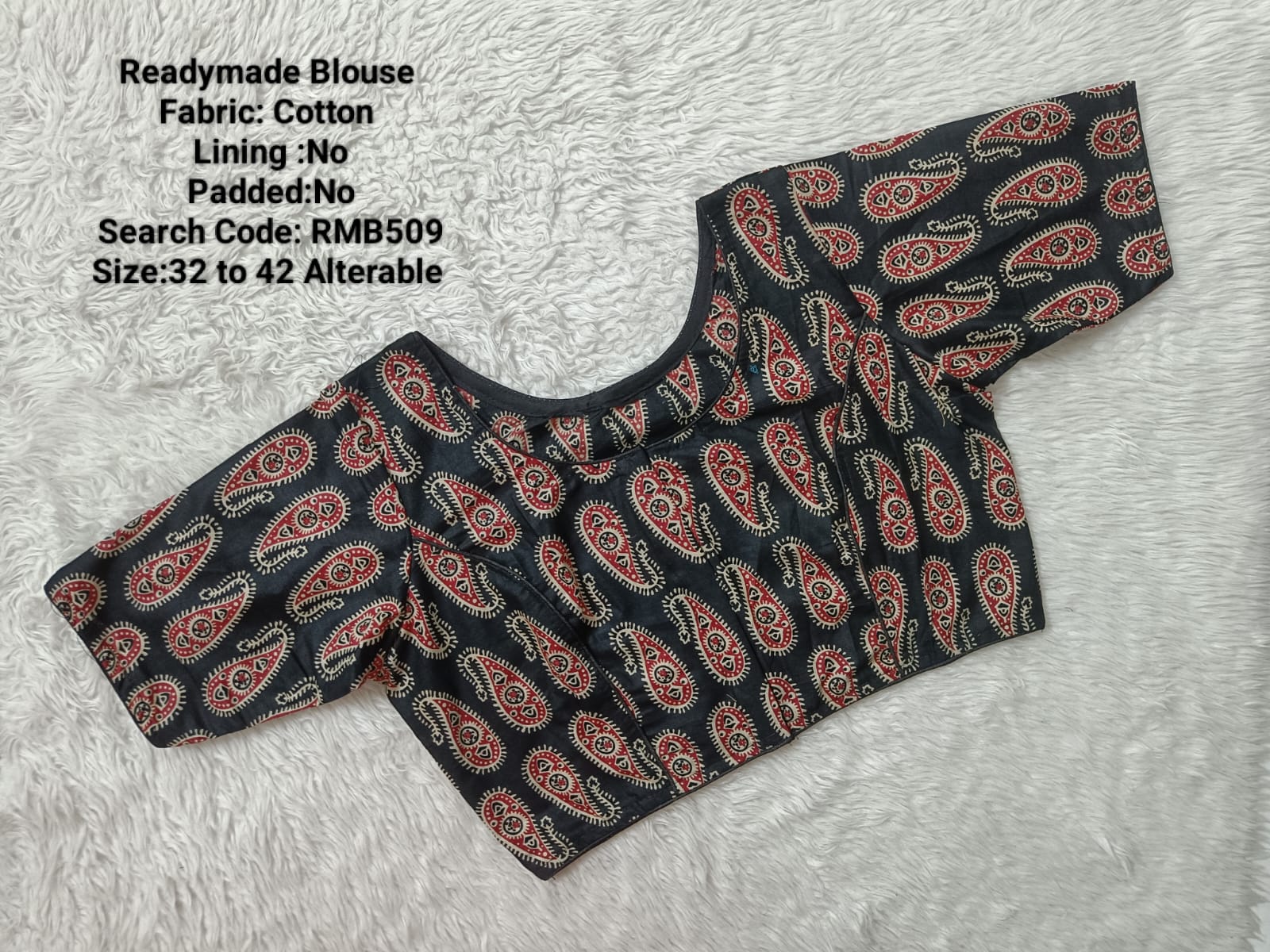 Black Princess Cut Ready Made Blouse -RMB509