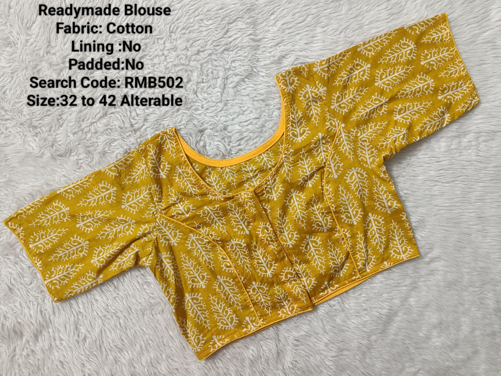 Yellow  Princess Cut Ready Made Blouse -RMB502
