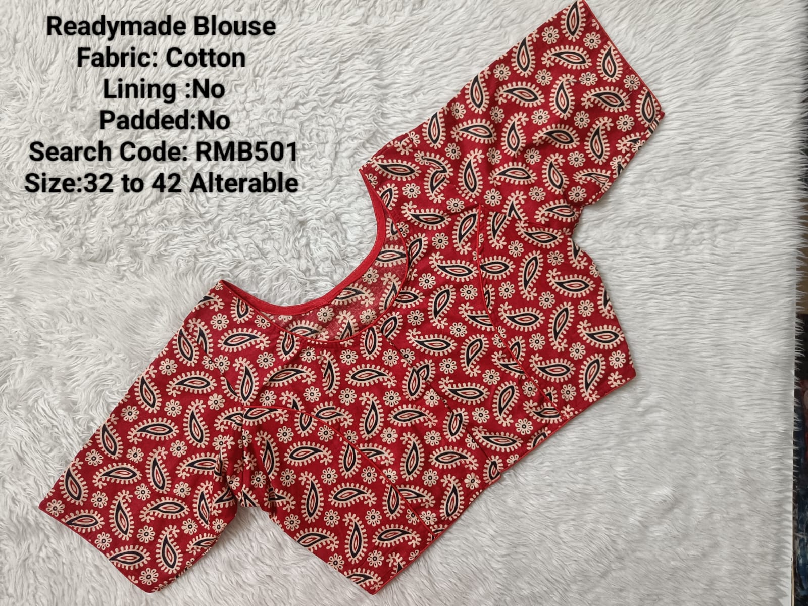 Red  Princess Cut Ready Made Blouse -RMB501