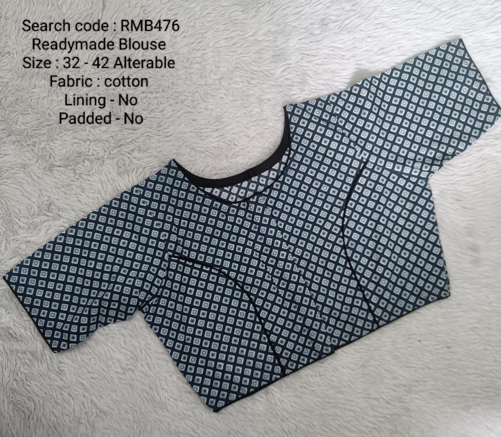 Navy Blue  Princess Cut Ready Made Blouse -RMB476