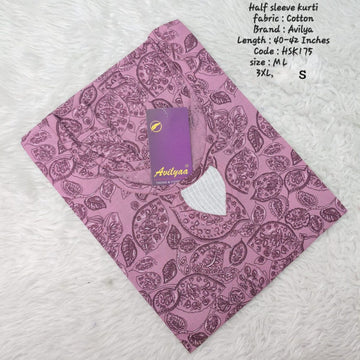 Pink Cotton Half Sleeve Side Open  Kurtis - HSK175