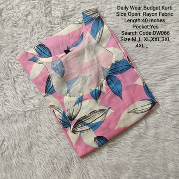 Pink Rayon Daily wear Budget Side Open  Kurtis -DW066