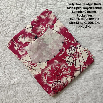 Pink Rayon Daily wear Budget Side Open  Kurtis -DW063