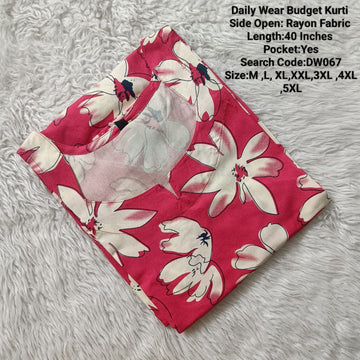 Pink Rayon Daily wear Budget Side Open  Kurtis -DW067