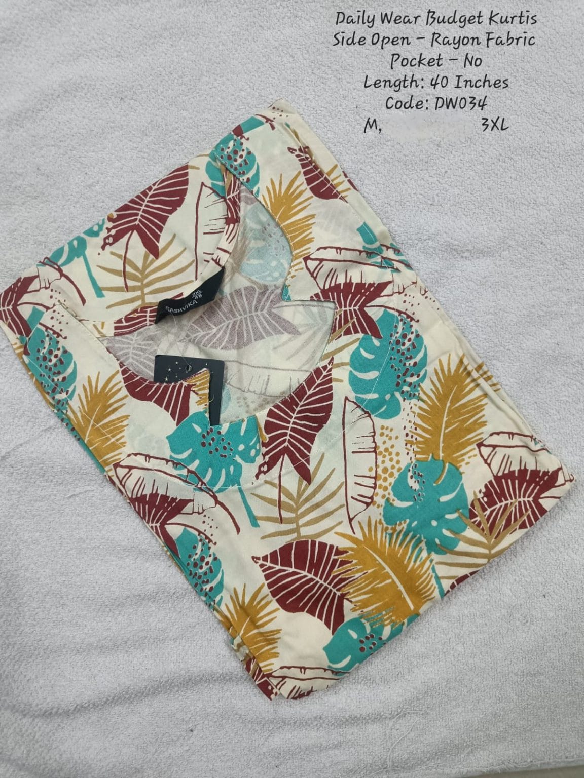 Sandal  Rayon Daily wear Budget Side Open  Kurtis -DW034