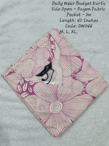 Pink Rayon Daily wear Budget Side Open  Kurtis -DW044