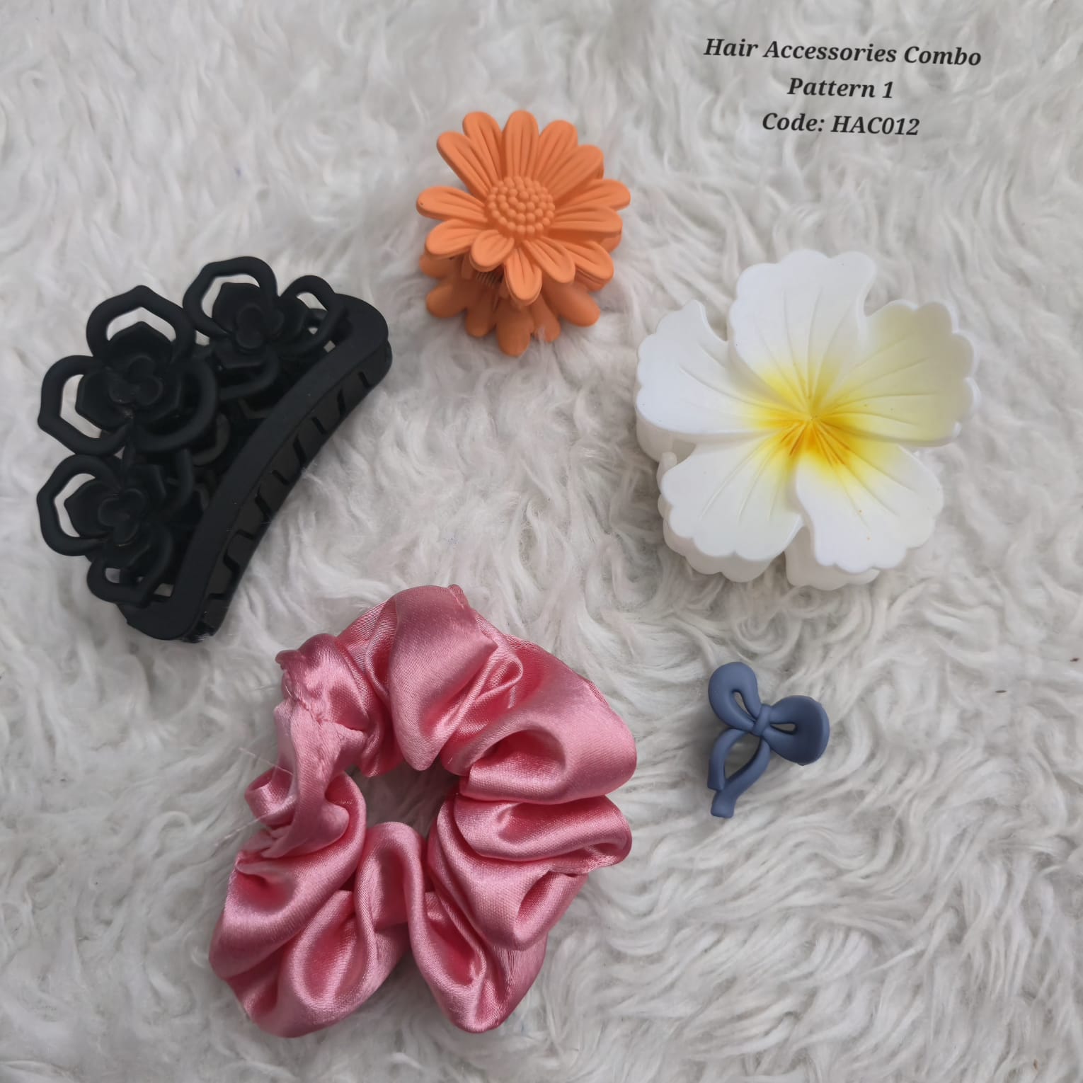 Korean Hair Accessories Combo Claw Clips & Scrunchies  - HAC012