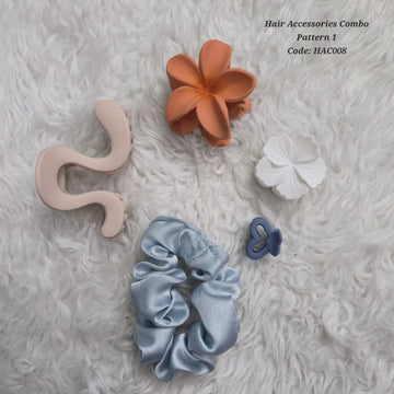 Korean Hair Accessories Combo Claw Clips & Scrunchies  - HAC008