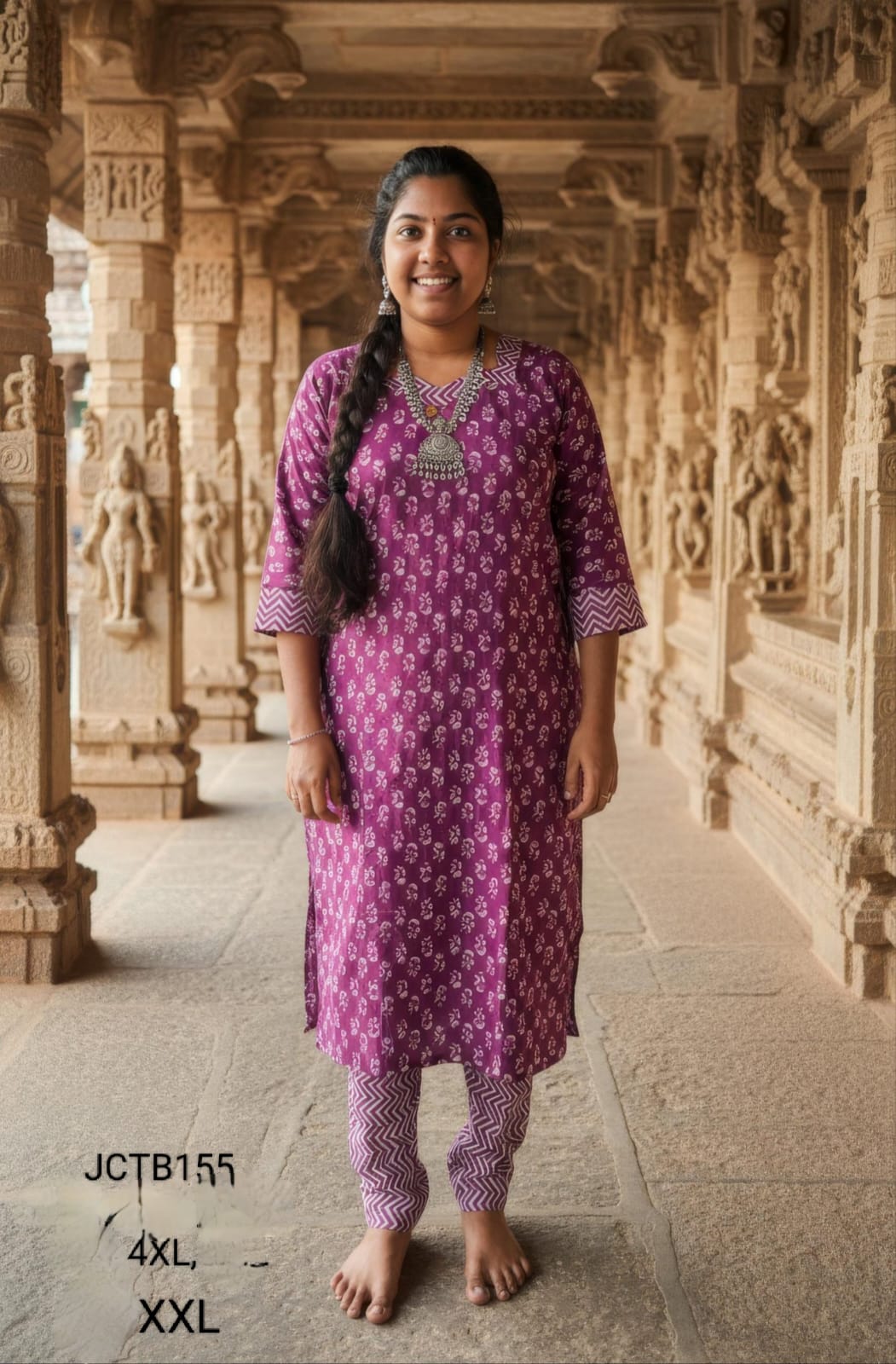 Purple Jaipur Cotton Kurta Set Without Lining - JCTB155