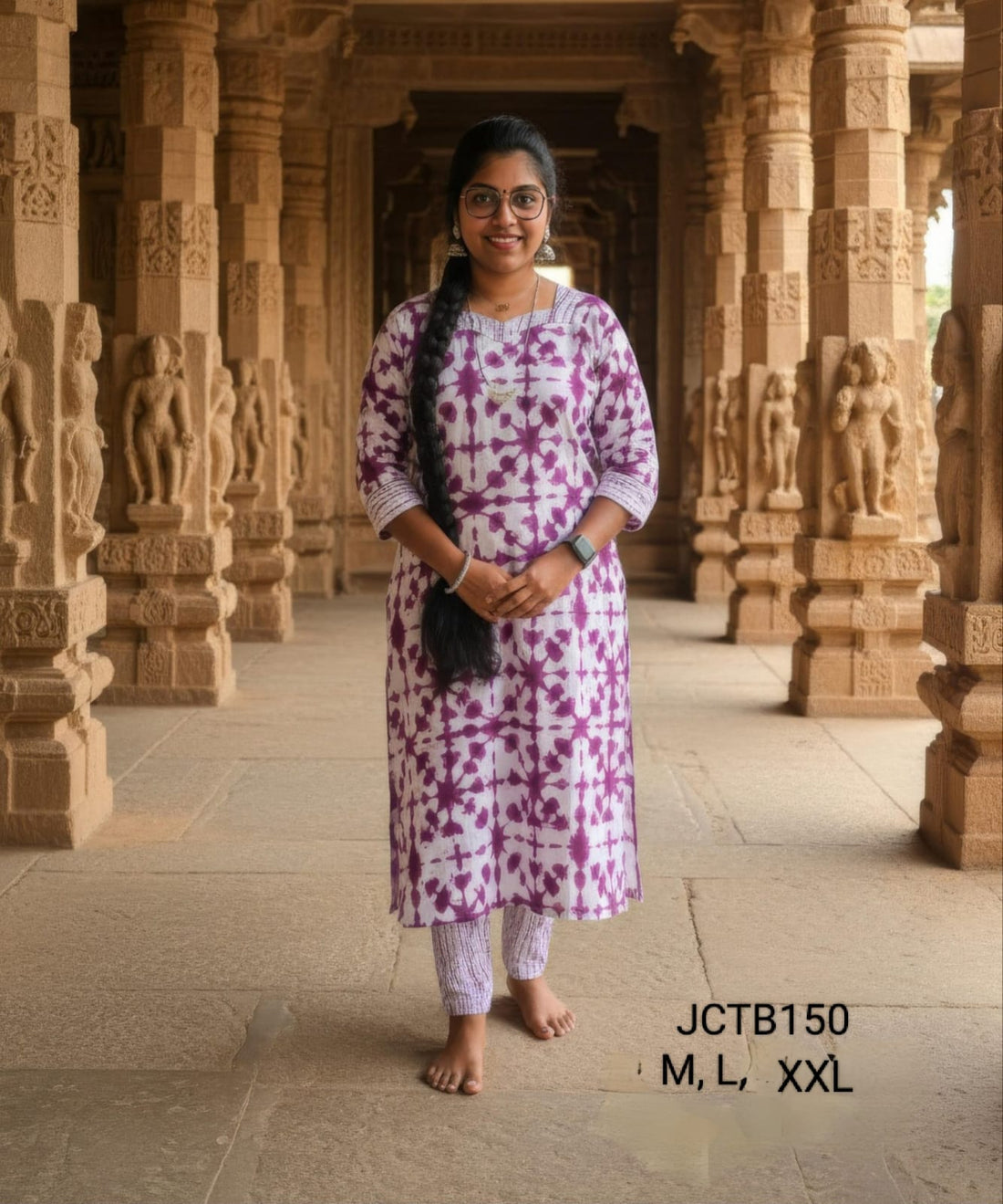 Purple Jaipur Cotton Kurta Set Without Lining - JCTB150