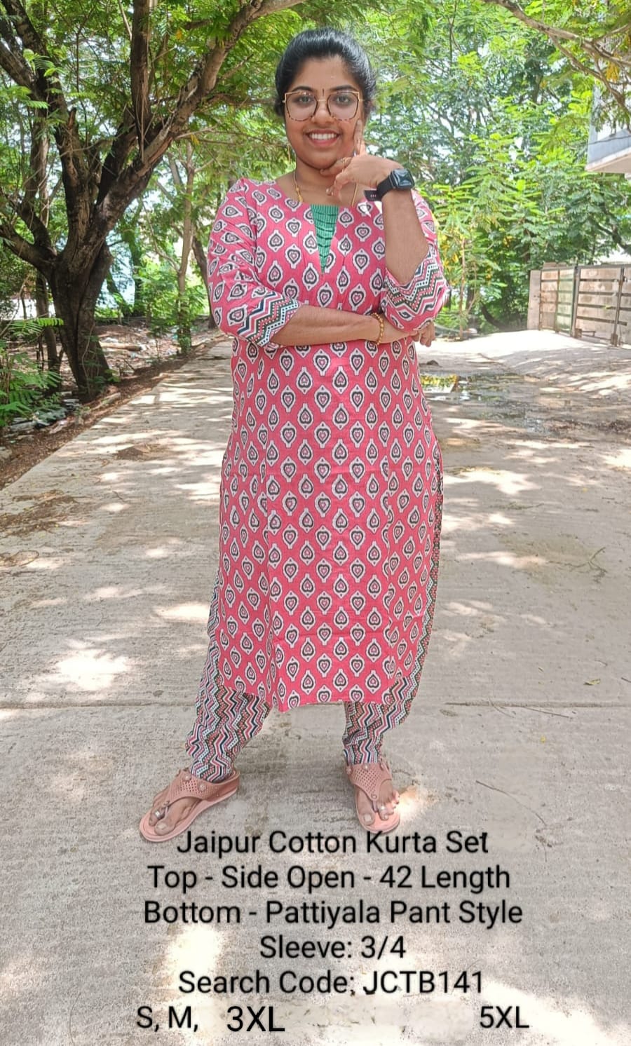 Peach Jaipur Cotton Kurta Set Without Lining - JCTB141