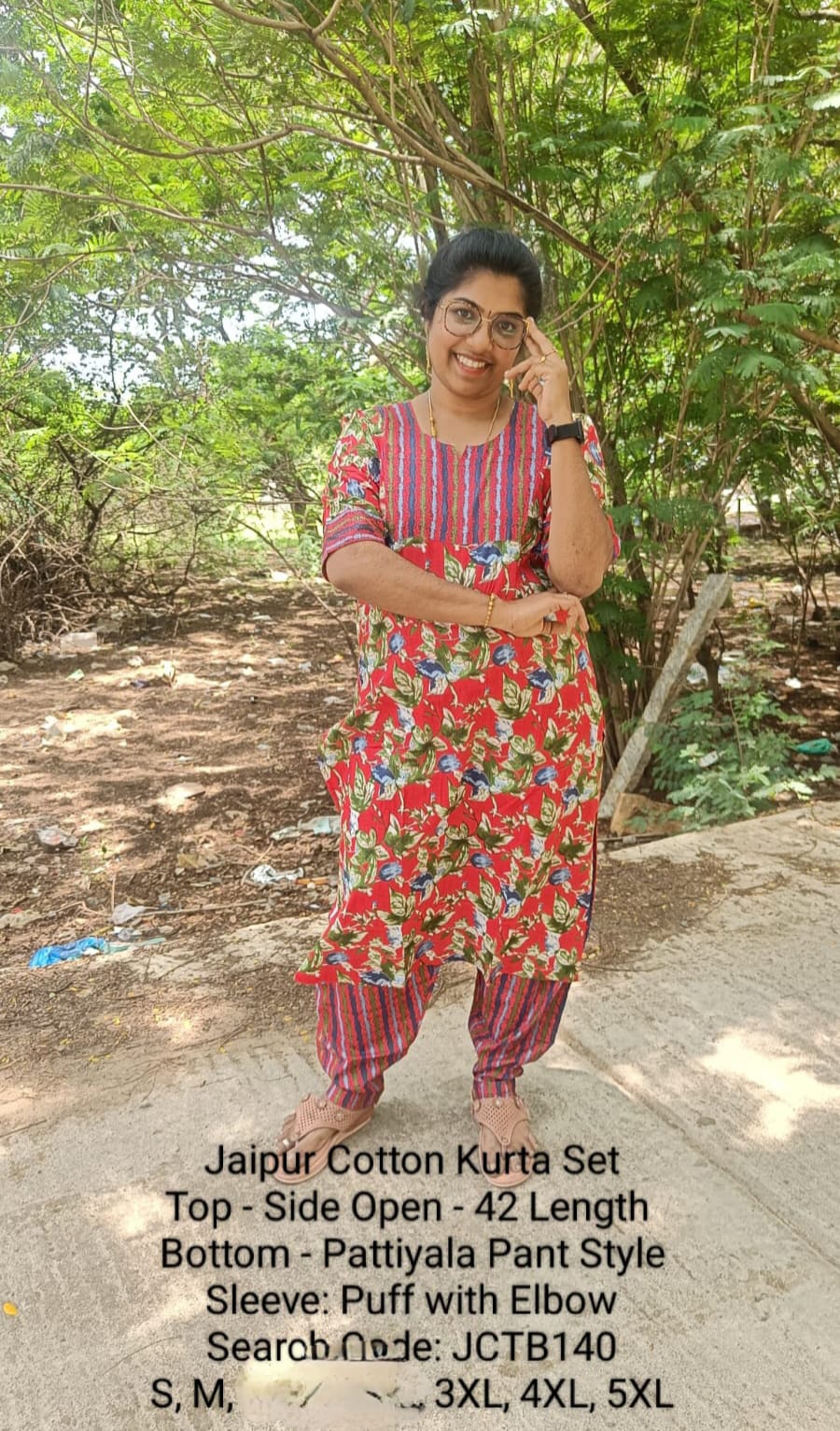 Red Jaipur Cotton Kurta Set Without Lining - JCTB140