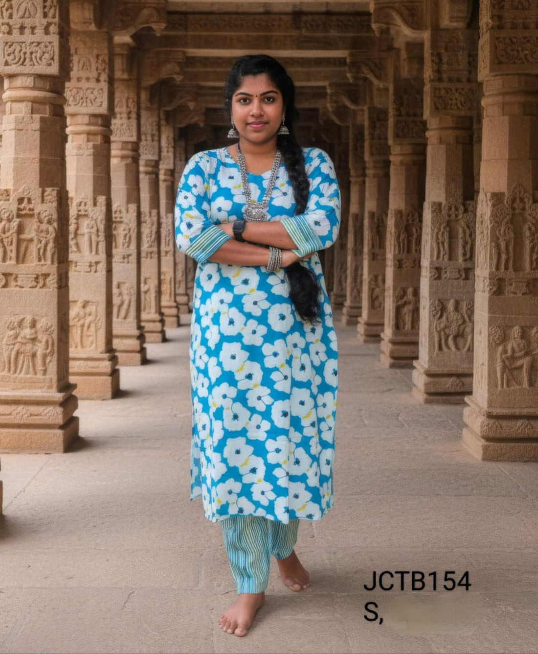 Green Jaipur Cotton Kurta Set Without Lining - JCTB154