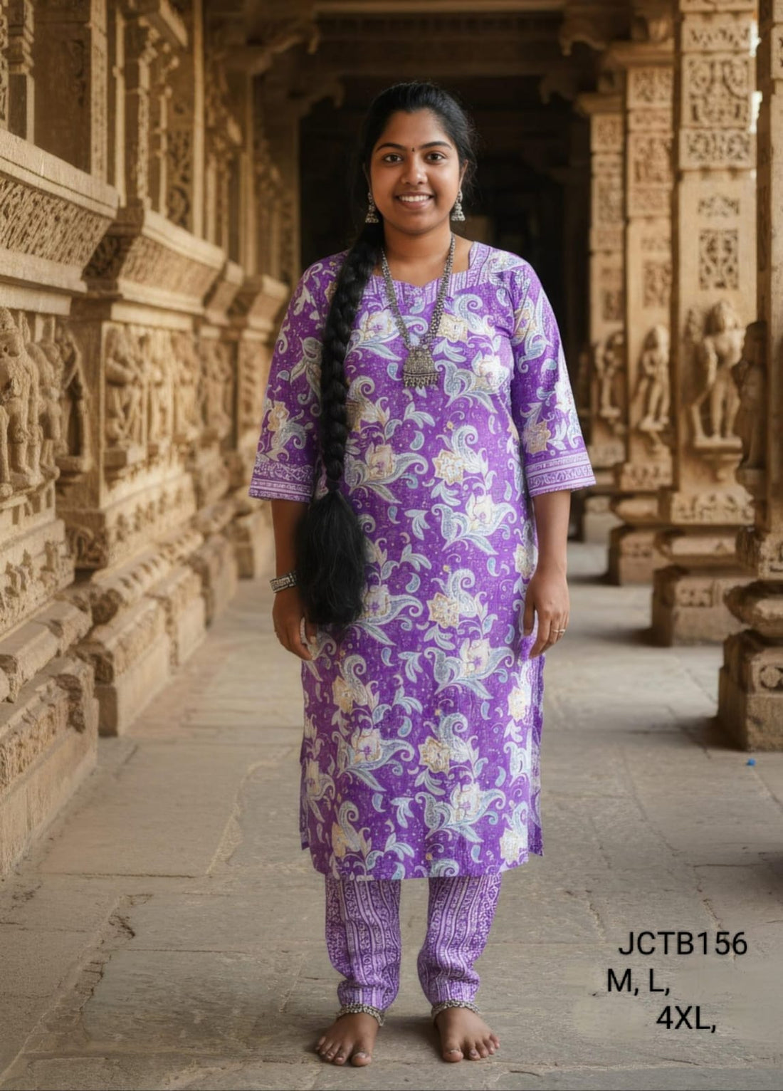 Purple Jaipur Cotton Kurta Set Without Lining - JCTB156