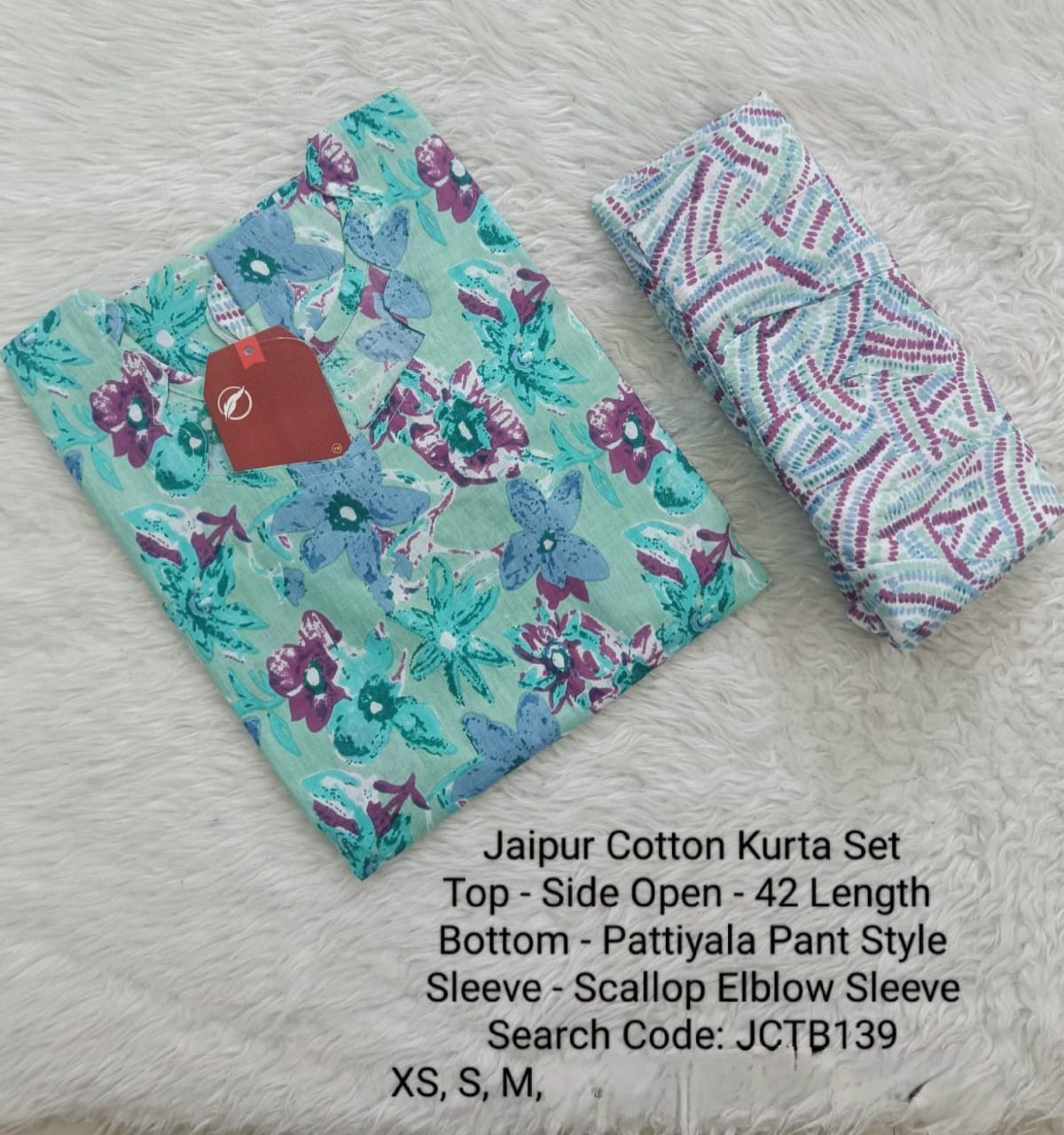 Green Jaipur Cotton Kurta Set Without Lining - JCTB139