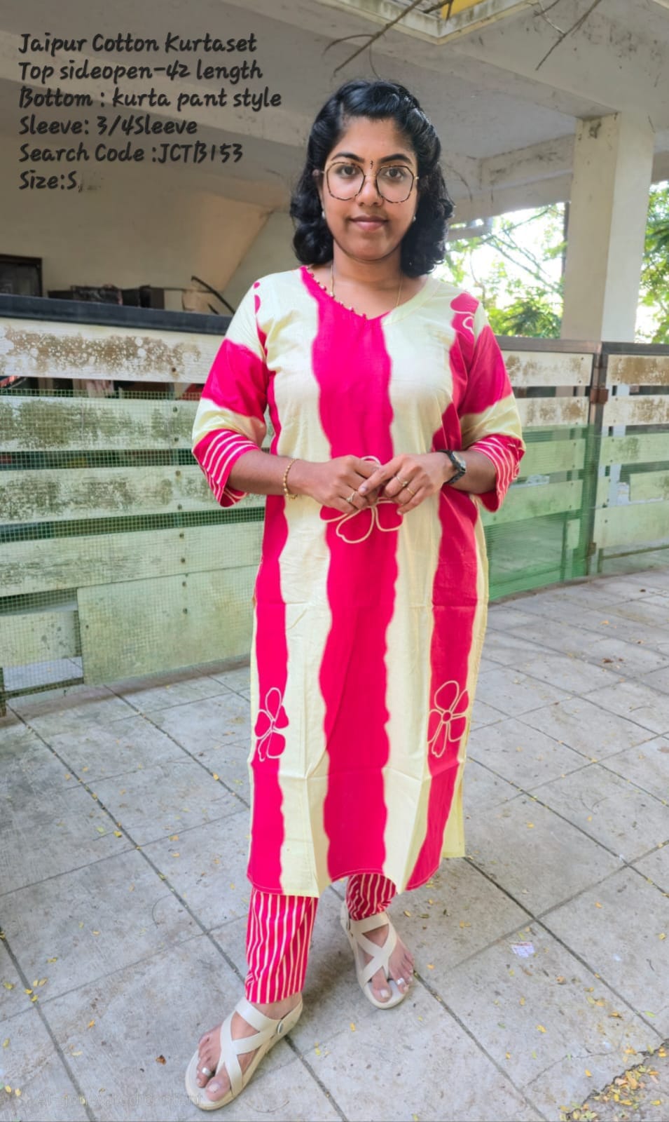 Red Jaipur Cotton Kurta Set Without Lining - JCTB153