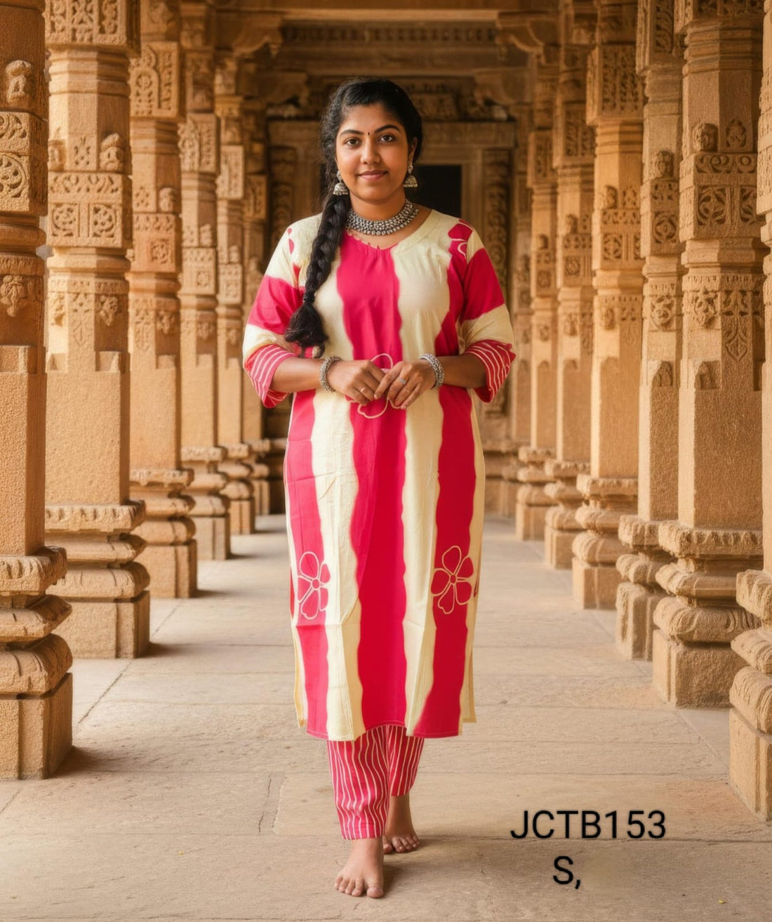 Red Jaipur Cotton Kurta Set Without Lining - JCTB153