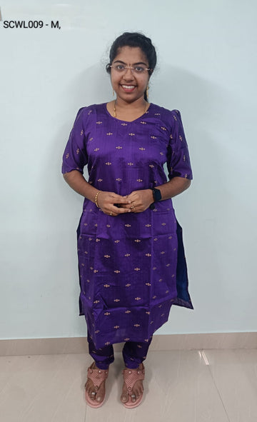 Violet Raw Silk Kurta Set With Lining -SCWL009