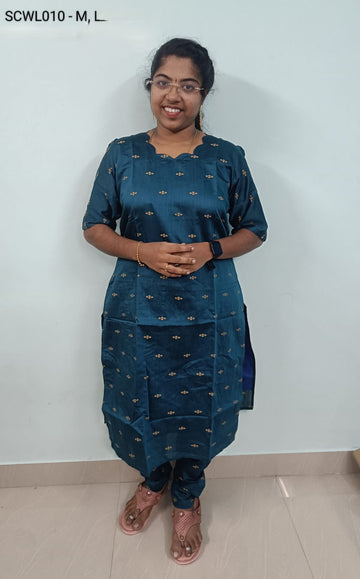 Peacock Blue  Raw Silk Kurta Set With Lining -SCWL010