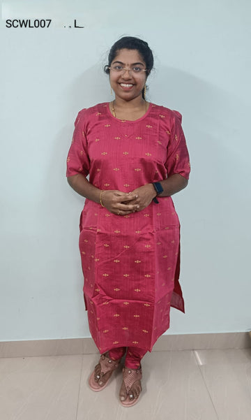 Pink  Raw Silk Kurta Set With Lining -SCWL007