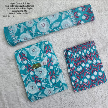 Blue Jaipur Cotton Side Open Full Set - JCFS127