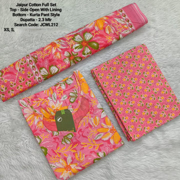 Orange Jaipur Cotton Side Open with Lining Full Set -JCWL212