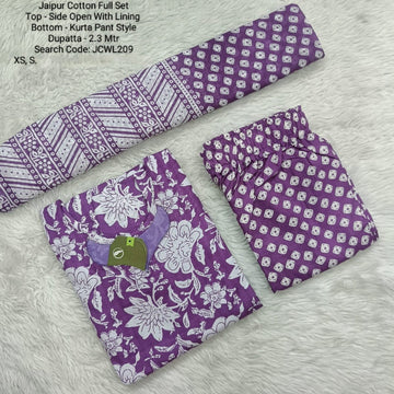 Lavender Jaipur Cotton Side Open with Lining Full Set -JCWL209