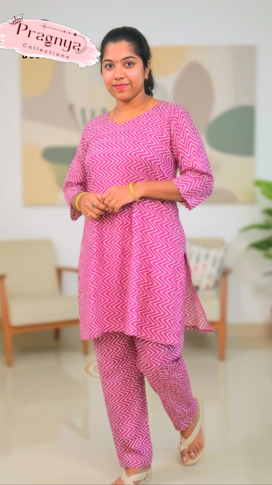 Light Pink Jaipur Cotton Night Suit Without Lining - JCNS022