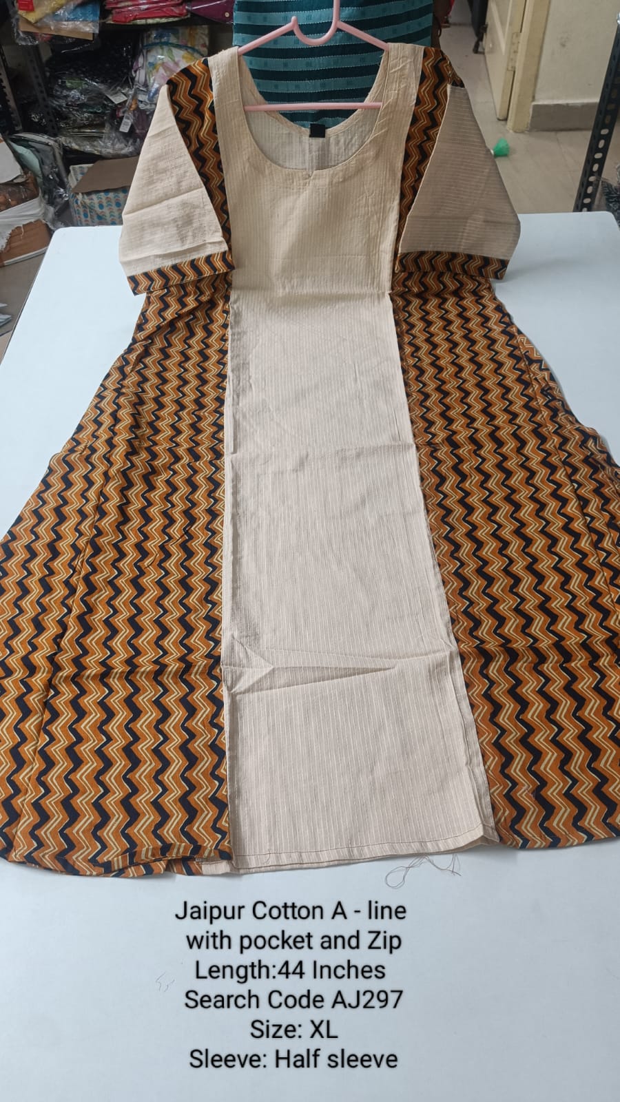 Coffee Brown Jaipur Cotton A-Line Kurtis - AJ297