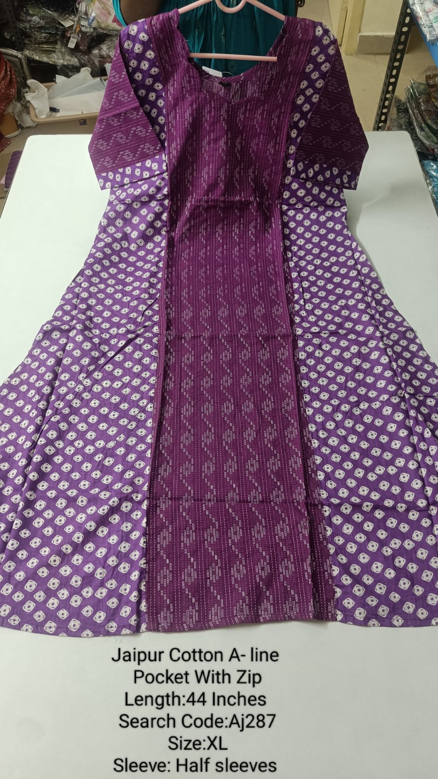 Wine Jaipur Cotton A-Line Kurtis - AJ287