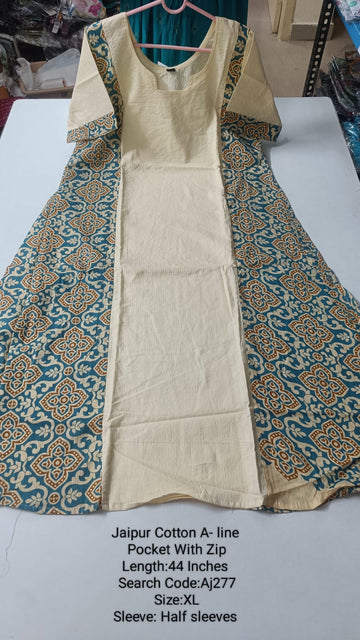 Sandal Jaipur Cotton A-Line Kurtis - AJ277