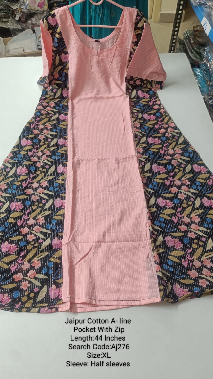 Pink Jaipur Cotton A-Line Kurtis - AJ276