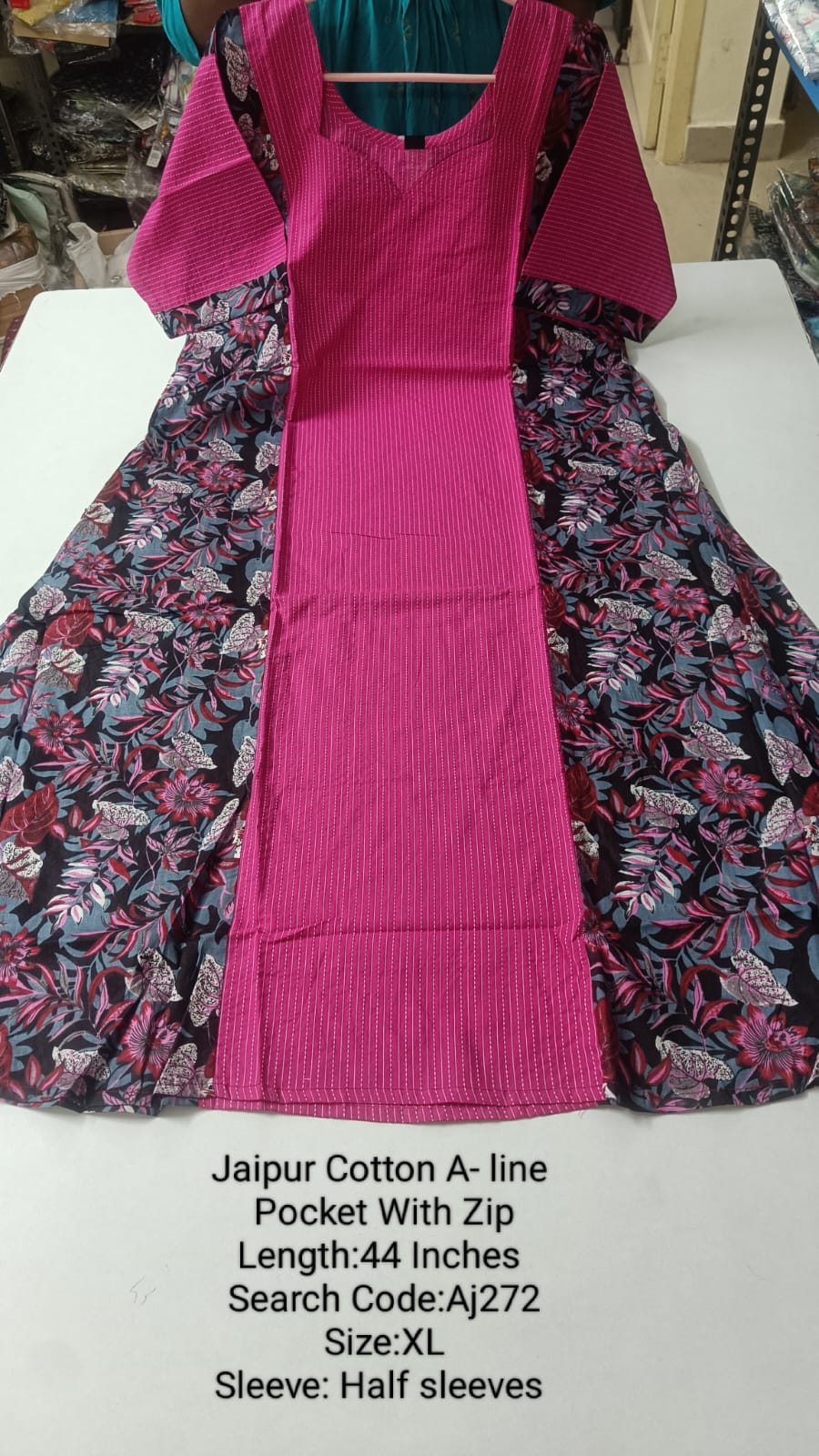 Pink Jaipur Cotton A-Line Kurtis - AJ272