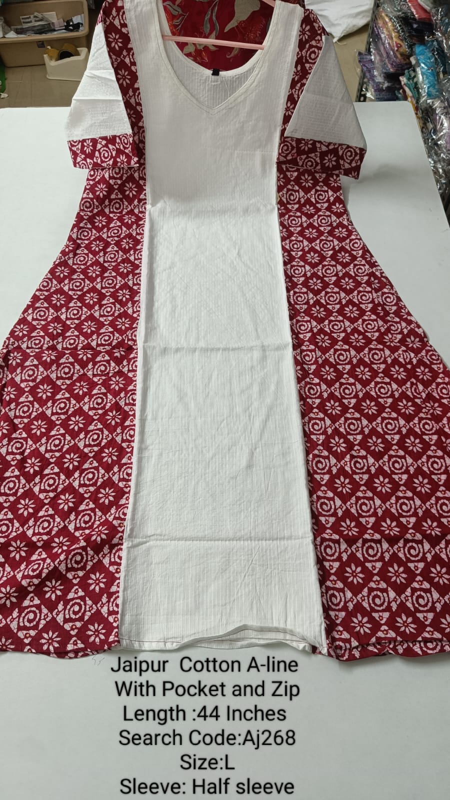 Maroon Jaipur Cotton A-Line Kurtis - AJ268